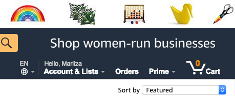 Screenshot of Amazon website menu showing someone logged in